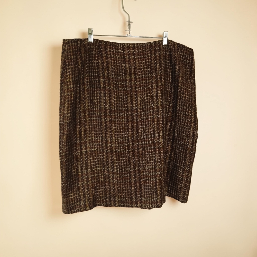 Alex Marie Plus Lined Tweed Brown/orange A Line Skirt (032526C)
